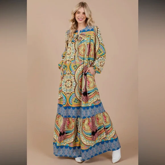 Bohemian Paisley Maxi Dress - Picture 3 of 6